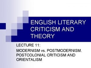 Modernism vs postmodernism