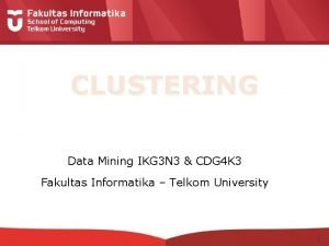 CLUSTERING Data Mining IKG 3 N 3 CDG