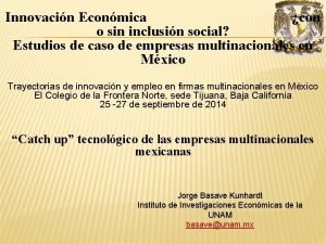 Innovacin Econmica con o sin inclusin social Estudios