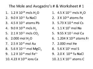 The mole and avogadro's law worksheet answers