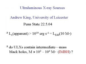Ultraluminous Xray Sources Andrew King University of Leicester