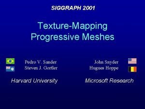 SIGGRAPH 2001 TextureMapping Progressive Meshes Pedro V Sander