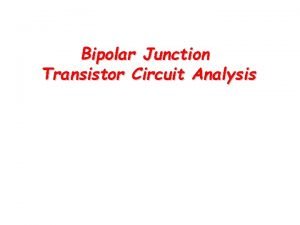 Dc analysis of transistor circuits