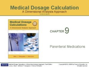 Medical Dosage Calculation A Dimensional Analysis Approach Tenth