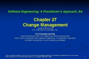 Software Engineering A Practitioners Approach 6e Chapter 27