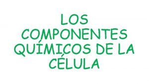 LOS COMPONENTES QUMICOS DE LA CLULA ENLACES QUMICOS