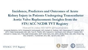 Incidence Predictors and Outcomes of Acute Kidney Injury