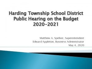 Harding Township School District Public Hearing on the