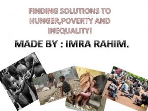 Poverty and hunger solutions