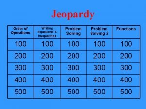 Order of operations jeopardy