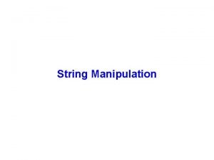 String Manipulation Java String class The String class