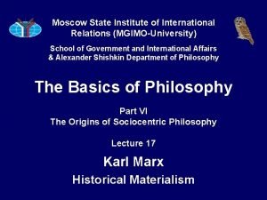 Karl marx materialist conception of history