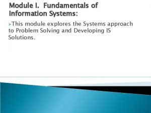 Fundamentals of information systems