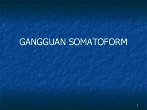 Epidemiologi gangguan somatoform
