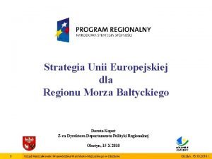 Strategia Unii Europejskiej dla Regionu Morza Batyckiego Dorota