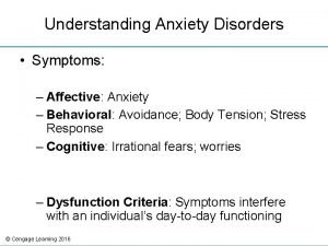 Understanding Anxiety Disorders Symptoms Affective Anxiety Behavioral Avoidance