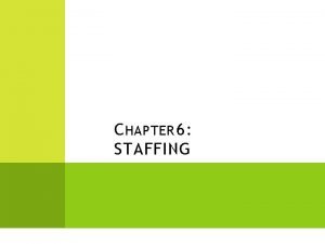 C HAPTER 6 STAFFING I NTRODUCTION Managers are