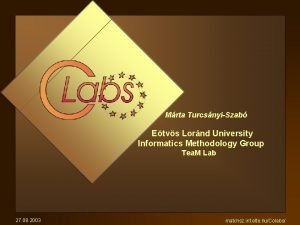 Mrta TurcsnyiSzab Etvs Lornd University Informatics Methodology Group