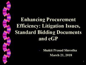 Enhancing Procurement Efficiency Litigation Issues Standard Bidding Documents