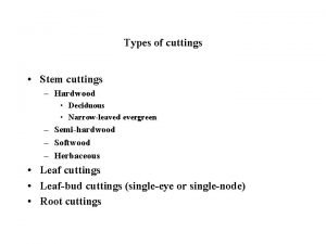 Types of cuttings Stem cuttings Hardwood Deciduous Narrowleaved