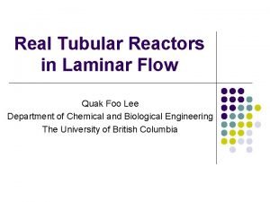 Real Tubular Reactors in Laminar Flow Quak Foo
