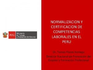 NORMALIZACION Y CERTIFICACION DE COMPETENCIAS LABORALES EN EL