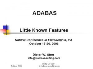 ADABAS Little Known Features Natural Conference in Philadelphia