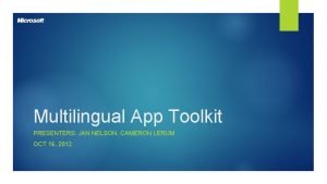 Multilingual app toolkit