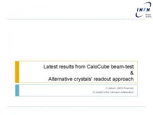 Latest results from Calo Cube beamtest Alternative crystals