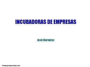 INCUBADORAS DE EMPRESAS Jos Dornelas www josedornelas com