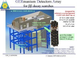 GERmanium Detectors Array for decay searches CSNII 26092006