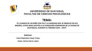 UNIVERSIDAD DE GUAYAQUIL FACULTAD DE CIENCIAS PSICOLGICAS TEMA