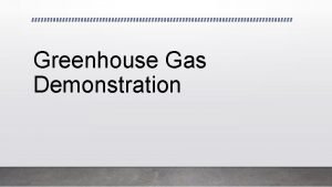 Greenhouse Gas Demonstration Greenhouse Gasses Most of the