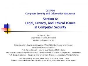 CS 5700 Computer Security and Information Assurance Section