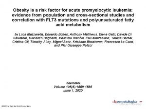 Obesity is a risk factor for acute promyelocytic
