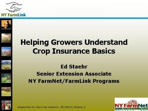 Helping Growers Understand Crop Insurance Basics Ed Staehr