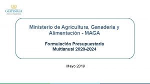 Ministerio de Agricultura Ganadera y Alimentacin MAGA Formulacin