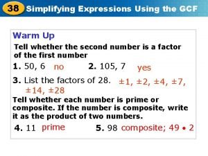 Factoring expressions using gcf