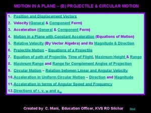 MOTION IN A PLANE B PROJECTILE CIRCULAR MOTION