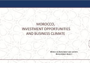 Business opportunities in morocco