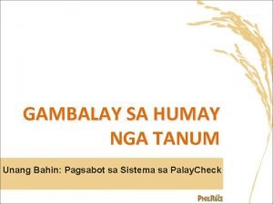 GAMBALAY SA HUMAY NGA TANUM Unang Bahin Pagsabot