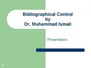 Bibliographic control in pakistan