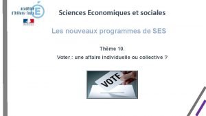 Sciences Economiques et sociales Les nouveaux programmes de