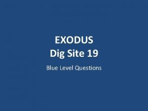 EXODUS Dig Site 19 Blue Level Questions What