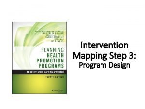 Intervention Mapping Step 3 Program Design Intervention Mapping