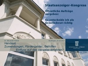 StaatsanzeigerKongress ffentliche Auftrge vergeben So entscheide ich als