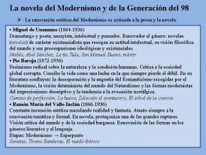 La novela del Modernismo y de la Generacin