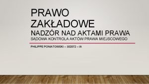 PRAWO ZAKADOWE NADZR NAD AKTAMI PRAWA SDOWA KONTROLA