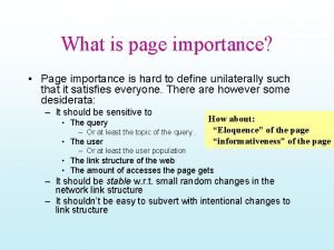 What is page importance Page importance is hard