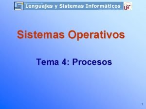 Sistemas Operativos Tema 4 Procesos 1 Tema 4